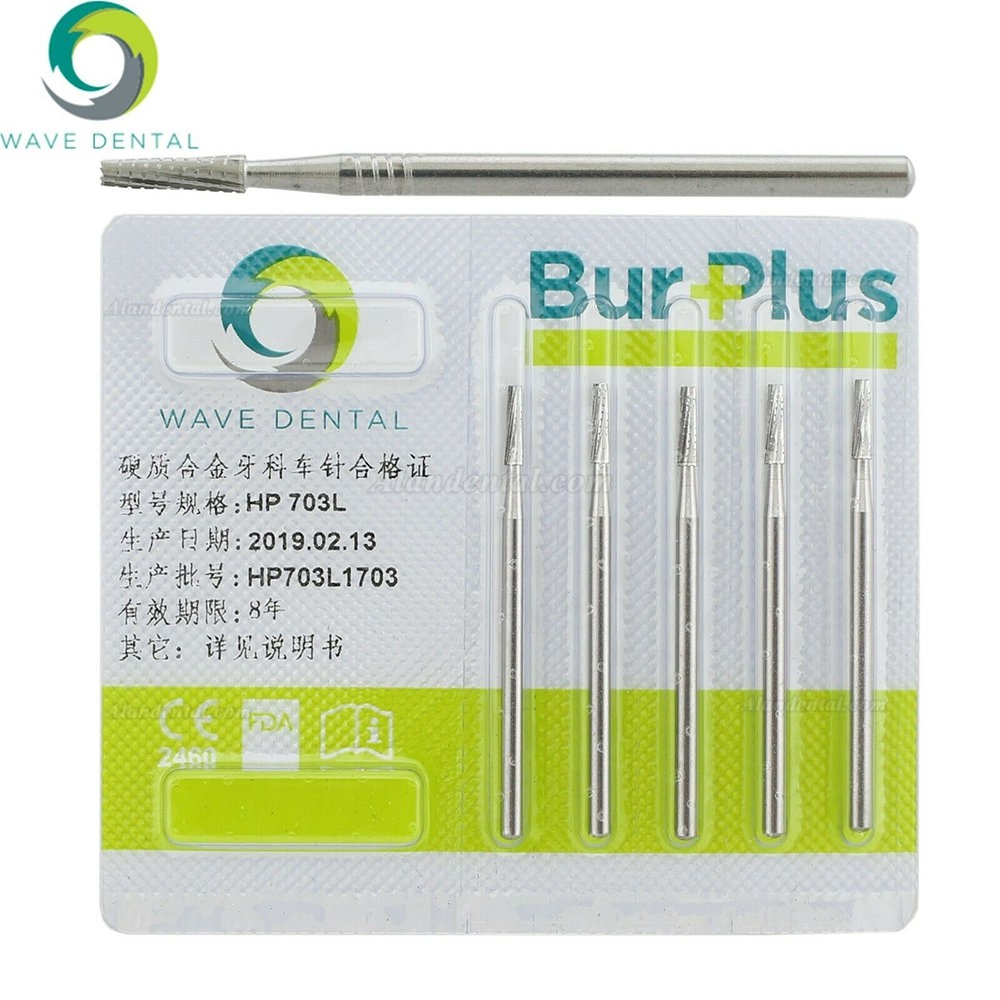 10Pcs HP 703L Bur Dental Carbide Taper Fissure Cross Cut Burs